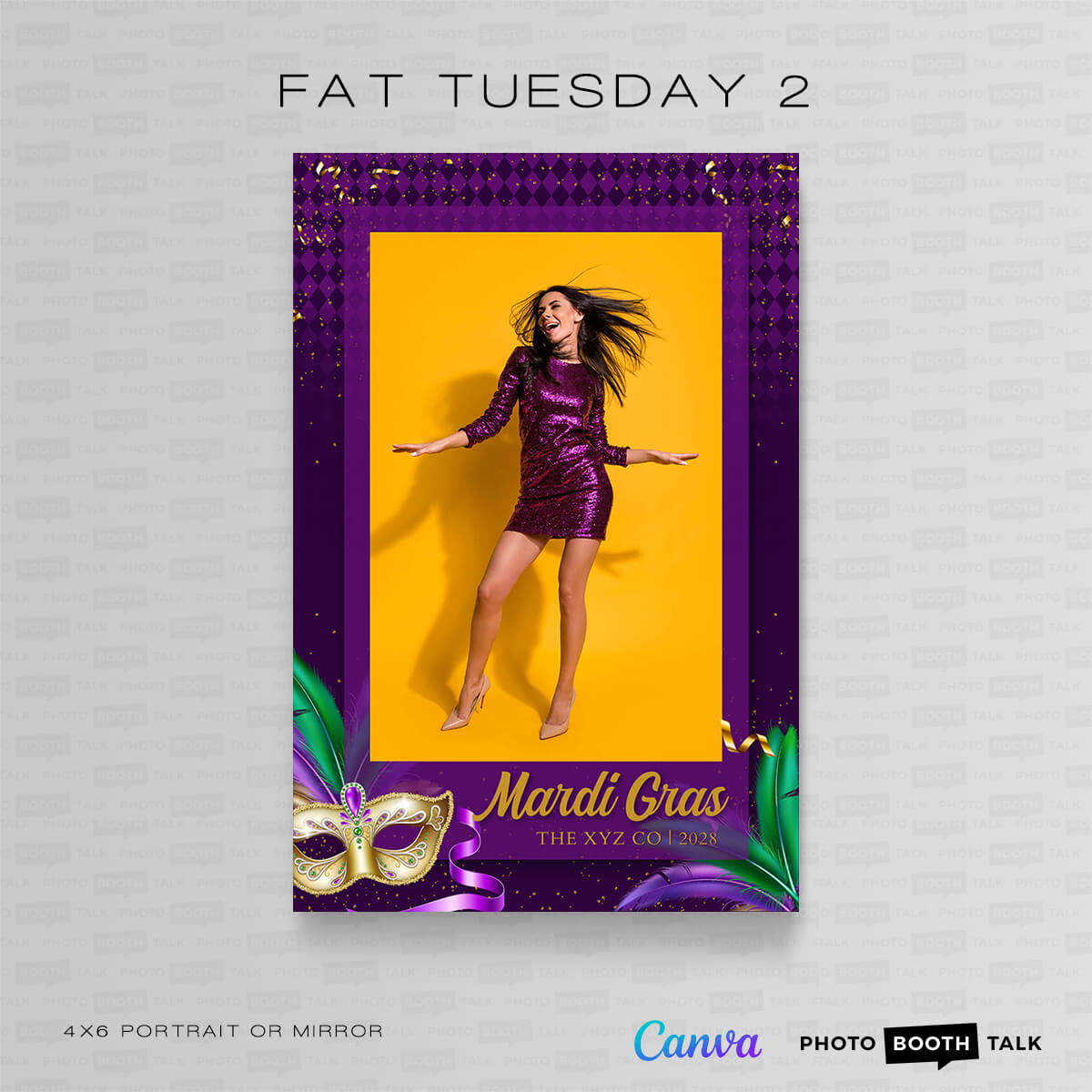 Fat Tuesday 2 – Portrait Mirror – For Canva | Photo Booth Talk