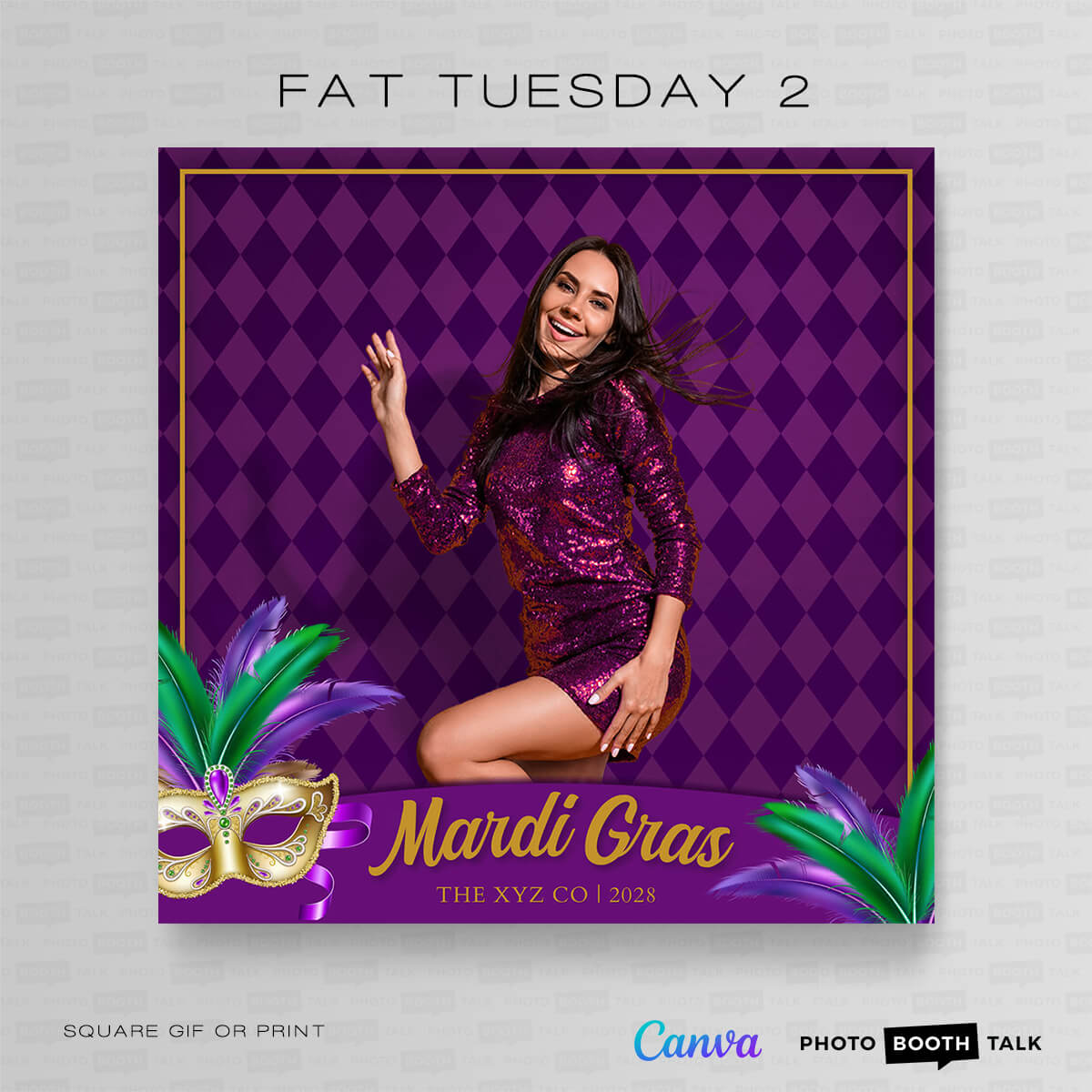 Fat Tuesday 2 – Square – For Canva | Photo Booth Talk